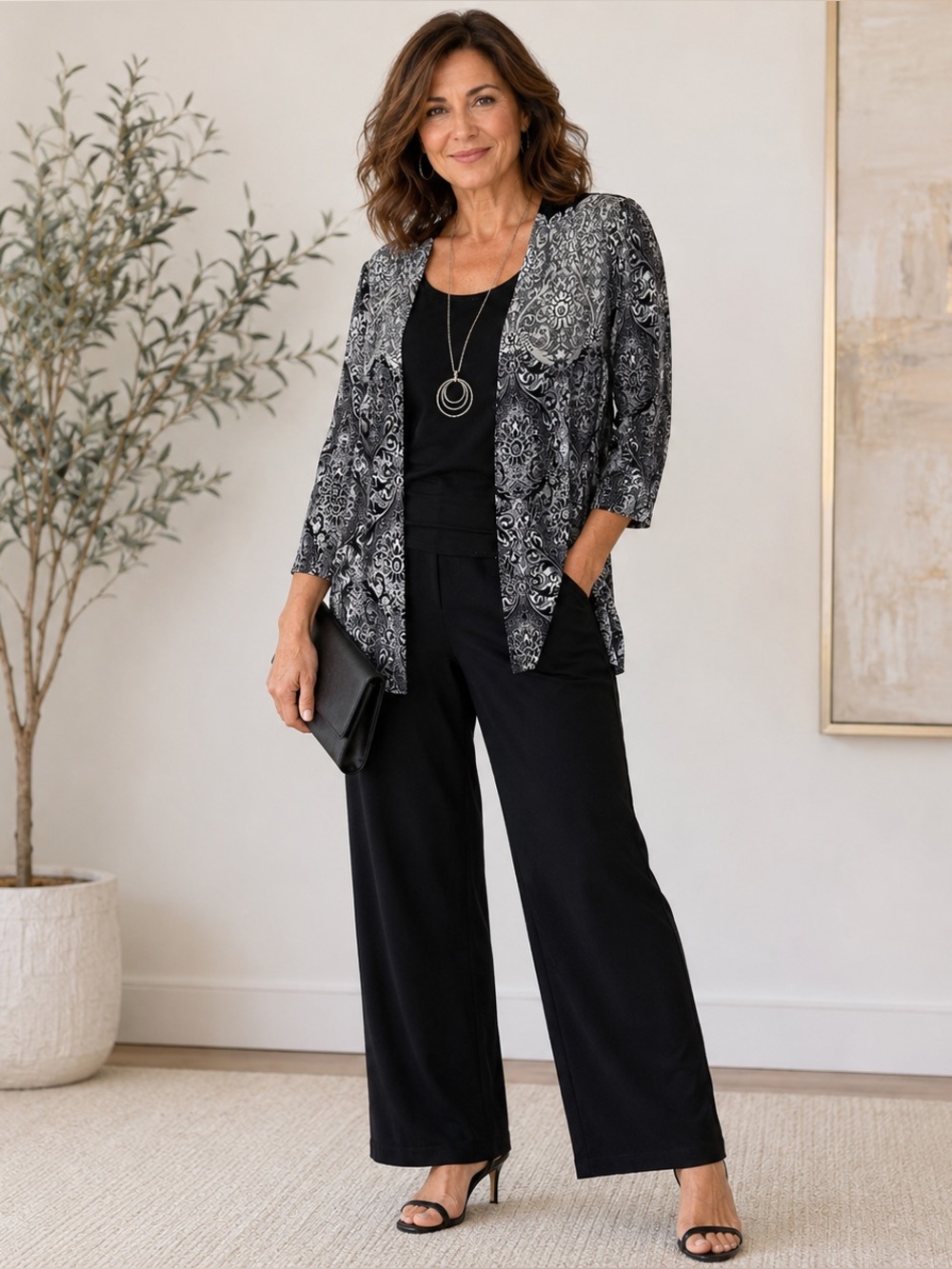 Perceptions New York 3 Piece Pant Suit Set Size 10 Career Church Travel Outfit